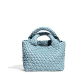 Small Woven Leather Top Handle Bag – Handcrafted Mini Tote with Interior Pocket