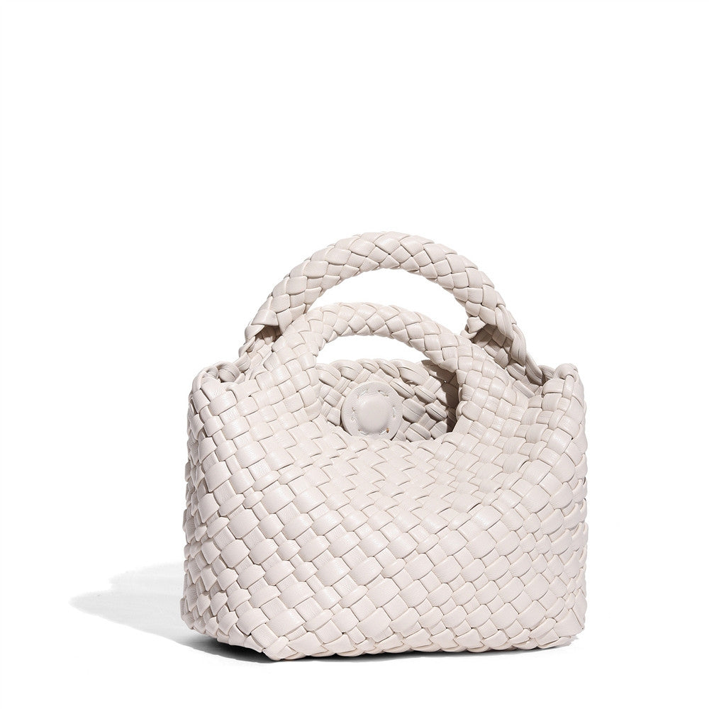 Alethea | White Woven Leather Handbag – Effortless Chic & Sophistication