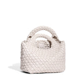 Small Woven Leather Top Handle Bag – Handcrafted Mini Tote with Interior Pocket
