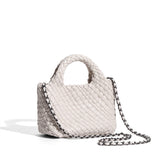 Small Woven Leather Top Handle Bag – Handcrafted Mini Tote with Interior Pocket