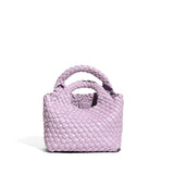 Small Woven Leather Top Handle Bag – Handcrafted Mini Tote with Interior Pocket