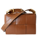Delphine | Black Woven Leather Small Handbags Crossbody Flap Square Purse